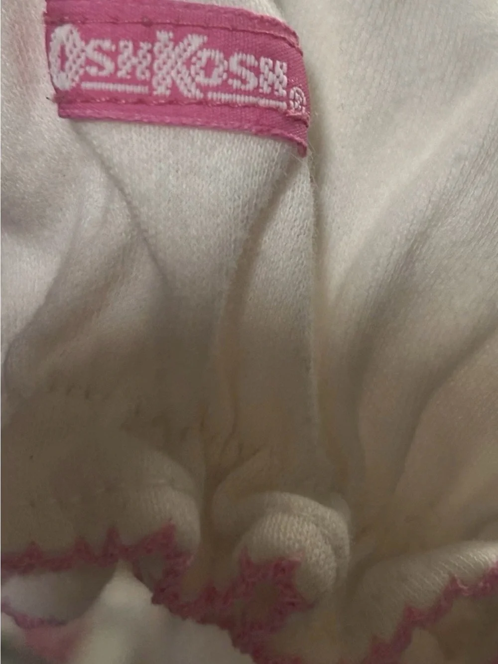 VTG OshKosh B'gosh Baby Girls Top 4T White Pink Embroidered Peter Pan Collar USA